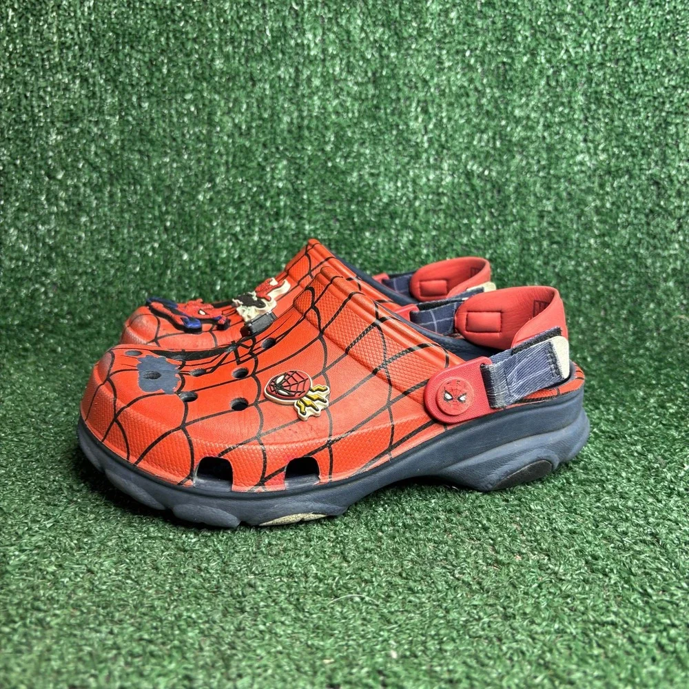 Crocs Classic All-Terrain Marvel Spiderman Web Graphic Clogs Red Junior Size J2